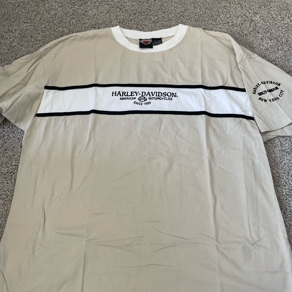 Harley-Davidson Tan Short Sleeve Tee with Minimalist Design